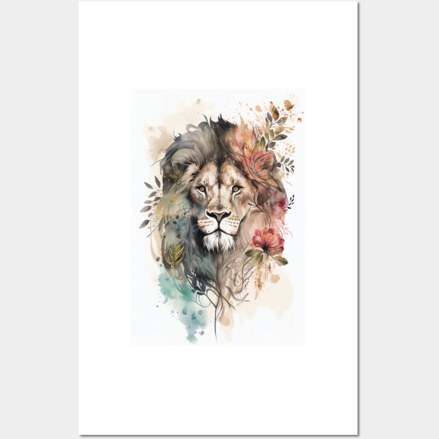 Ornamental Watercolor Lion Printable Wall Art by Abili-Tees